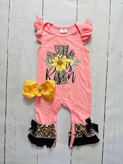Bowtism He Is Risen Romper with matching bow - Bowtism