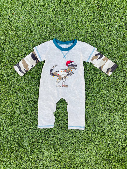 Bowtism Holiday Dino Boy Romper - Bowtism