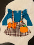 Bowtism Girls Plaid Fall Pumpkin Jumper with Matching Bow