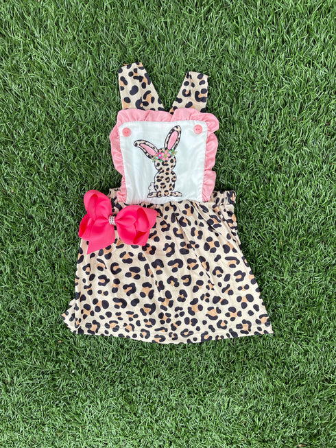 Bowtism Bunny Hop Cheetah Dress with Matching Bow - Bowtism