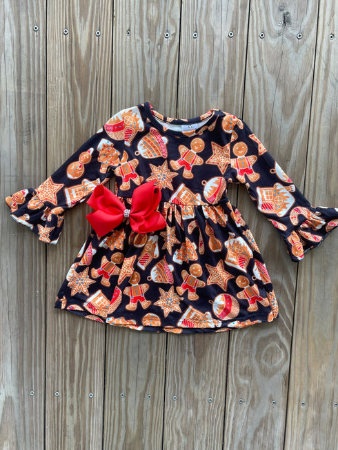Bowtism Let's Bake Gingerbread Cookies Dress with Matching Bow - Bowtism