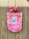 Bowtism Pink Pom Pom Bunny Romper with Matching Bow - Bowtism