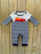 Bowtism Classic Stripe Pumpkin Truck Romper with Matching Bow - Bowtism