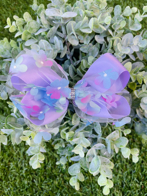 Bowtism Lilac Floral Lace Bow - Bowtism