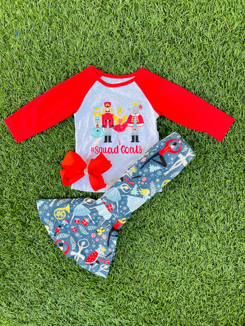 Bowtism Nutcracker Squad Goals Pants Set with Matching Bow - Bowtism