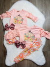 Bowtism Baby Pink Harvest Romper with Matching Bow