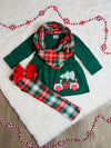 Bowtism Holiday Drive Home Plaid Scarf Pants Set with Matching Bow lol