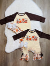 Bowtism Baby Ultimate Pumpkin Spices Life Romper with Matching Bow