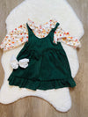 Bowtism Ivy Corduroy Jumper Dress with Matching Bow