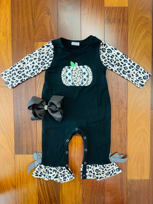 Bowtism Baby Cheetah Plaid Romper with Matching Bow