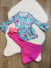 Bowtism Taylor Floral Flare Pants Set with Matching Bow