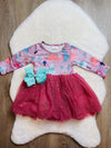 Bowtism Winter Dino Party Tutu Dress with Matching Bow
