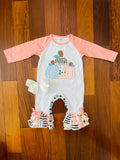 Bowtism Baby Boho Pumpkin Romper with Matching Bow