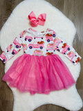 Bowtism Pink Harvest Truck Tutu Dress with Matching Bow