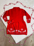 Bowtism Red Sweater Dress with Matching Bow