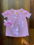 Bowtism Pretty In Pink Smock Dress with Matching Bow