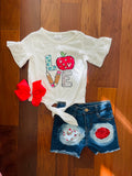 Bowtism In Love With School Shorts Set with Matching Bow