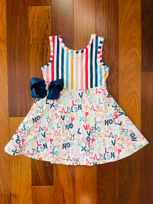Bowtism Striped ABC Tank Dress with Matching Bow