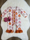 Bowtism Pink Daydream Fall Romper with Matching Bow