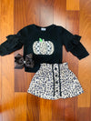 Bowtism Cheetah Plaid Pumpkin Skirt Set with Matching Bow
