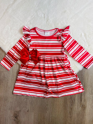 Bowtism Candy Cane Dress with Matching Bow