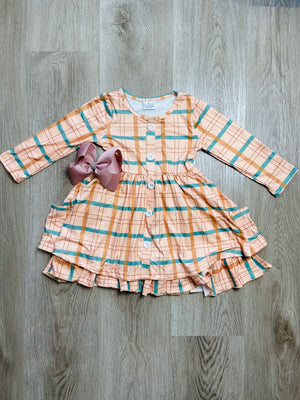 Bowtism Layered Plaid Sofia Dress  with Matching Bow