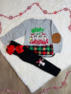 Bowtism Merry Christmas Moo Cow Pants Set with Matching Bow