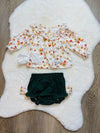 Bowtism Baby Ivy Corduroy Romper with Matching Bow