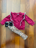 Bowtism Little Miss Cheetah Pants Set with Matching Bow