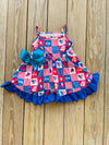 Bowtism Independence Day Dress with Matching Bow