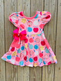Bowtism All Over Apple Dress with Matching Bow