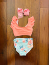 Bowtism Floral Shelly Bathing Suit with Matching Bow