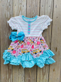 Bowtism Ultimate School Ruffle Dress with Matching Bow