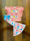 Bowtism Apple A Day Flare Pants Set with Matching Bow