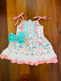 Bowtism Lacey Rainbow Sun Dress with Matching Bow