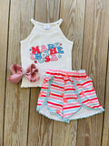 Bowtism Made in the USA Shorts Set with Matching Bow