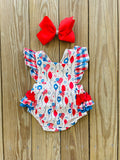 Bowtism Baby Celebrate July 4th Romper with Matching Bow