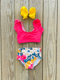 Bowtism Floral Mallory Bathing Suit with Matching Bow