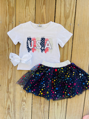 Bowtism USA Shimmer Skirt Set