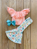 Bowtism Floral Amanda Flare Set with Matching Bow