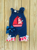 Bowtism Baby Yacht Life Romper with Matching Bow