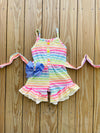 Bowtism Melanie Rainbow Romper with Matching Bow