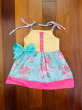 Bowtism Carly Flora Tied Dress with Matching Bow