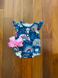 Bowtism Rainbow Romper with Matching Bow