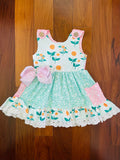 Bowtism Layered Daisy Pocket Dress with Matching Bow