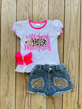 Bowtism Wild About Kindergarten Glitter Shorts Set with Matching Bow