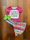Bowtism Thankful Grateful Blessed Flare Pants Set with Matching Bow