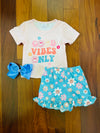 Bowtism Good Vibes Only Shorts Set with Matching Bow