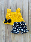 Bowtism Daisy Shorts Set with Matching Bow