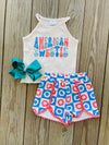 Bowtism American Sweetie Party Shorts Set with Matching Bow